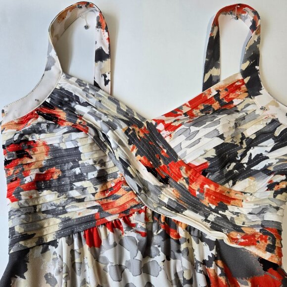 Robbie Bee Orange Gray Floral Sleeveless Maxi Criss Cross Front Medium - Picture 7 of 11